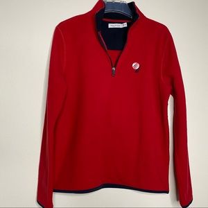 Nautical red fleece quarter-zip pullover